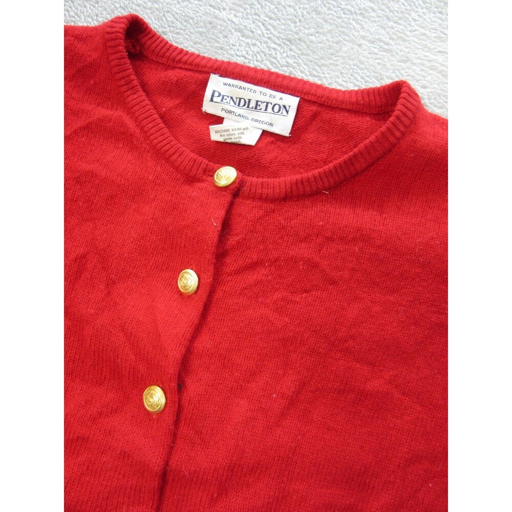 Vintage Pendleton Cardigan Women's XL Red 100% Lambswool Buttoned Up Sweater